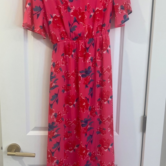 Maxi floral dress, pink women’s dress - Picture 2 of 4